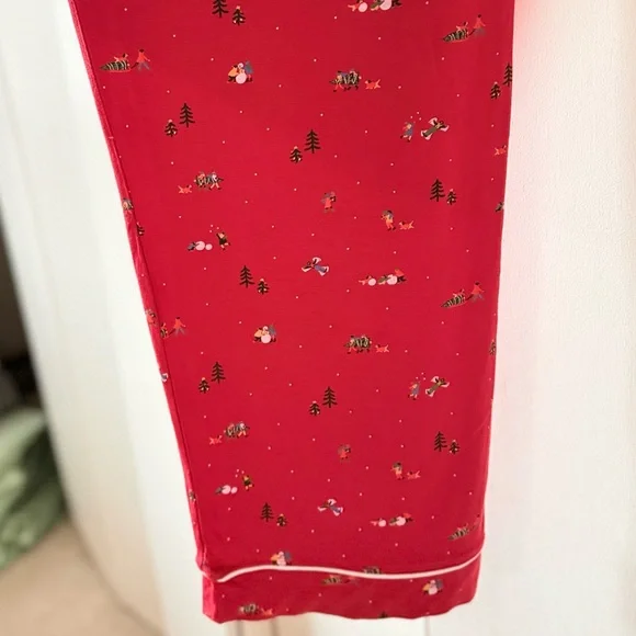 NWT Eberjey Gisele Printed Long Pajama Set Nutcracker Holly Red & Ivory Size XL - Picture 13 of 14